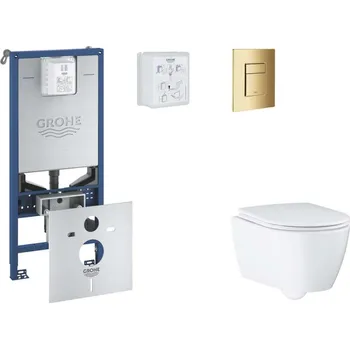 Klozet GROHE - Rapid SLX Set předstěnové instalace, klozetu, sedátka SoftClose a tlačítka Skate Cosmopolitan, Cool Sunrise SANI11BB4117