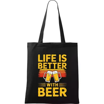 Life is better with beer - oranžové - Taška bavlněná - 42 x 38 cm ( Černá )