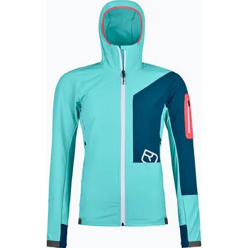 Dámská bunda Dámská softshellová bunda Ortovox Berrino s kapucí modrá 6027700007