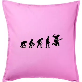 Polštář Evoluce kytarista - výskok - Polštář 50x50 - 50x50 - Pouze potah ( Růžová )