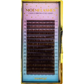 Umělé řasy Hnědé řasy Choco Brown Moemi Lashes Zakřivení M 0.10 MIX (6-13mm)