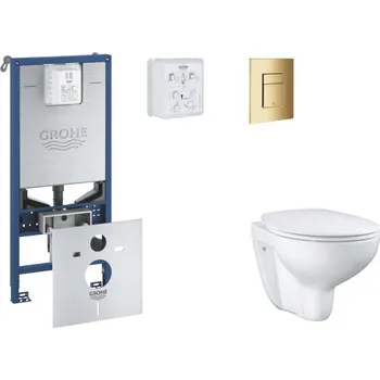 Klozet GROHE - Rapid SLX Set předstěnové instalace, klozetu, sedátka SoftClose a tlačítka Skate Cosmopolitan, Cool Sunrise SANI11BB4102