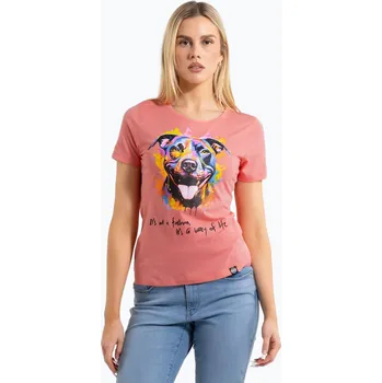 Dámské tričko Dámské tričko Pitbull Watercolor coral