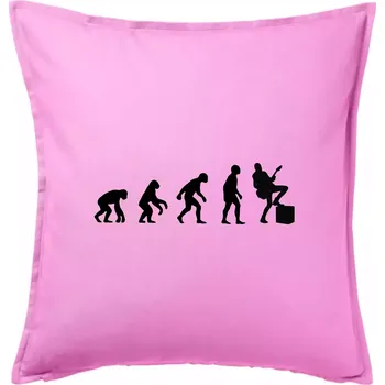 Polštář Evoluce kytarista - noha na kombu - Polštář 50x50 - 50x50 - Pouze potah ( Růžová )