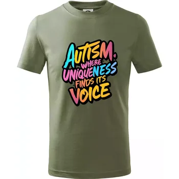 Autism Where Uniqueness Finds Its Voice - Tričko dětské bavlněné - 134 cm/8 let ( Khaki )
