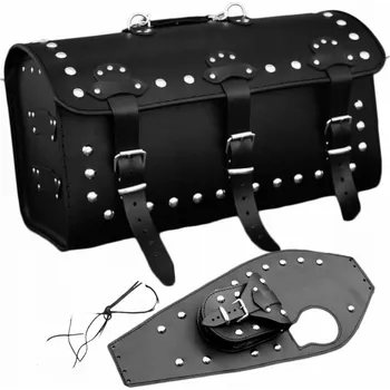 Zavazadlo na motocykl Popruh na nádrž Yamaha Virago 535 + Kožený motocyklový kufr s cvočky