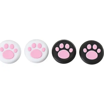 Sada 4 barevných silikonových krytů na páčky s motivem tlapky pro ovladače PS5 PS4 a Xbox One X S růžová