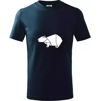 Chlapecké tričko Origami kapybara - Tričko dětské bavlněné - 134 cm/8 let ( Námořní modrá (velmi tmavá - téměř černá) )
