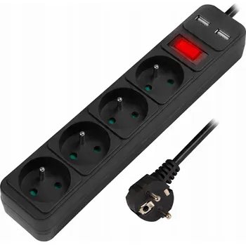 Napájecí kabel Prodlužovací Kabel přívod s lištou Blow 1,5 m, 4 ks, černý