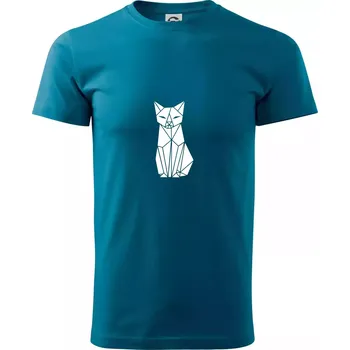 Origami kočka zepředu - Klasické pánské triko vyšší gramáže - XS ( Petrolejová )