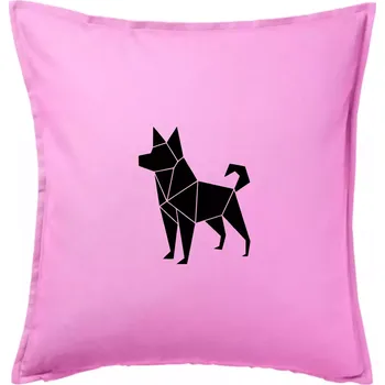 Polštář Origami pes z boku - Polštář 50x50 - 50x50 - Pouze potah ( Růžová )