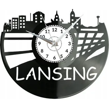 Hodiny Lansing Město Spojené státy americké USA Nástěnné hodiny Vinylová deska Moderní