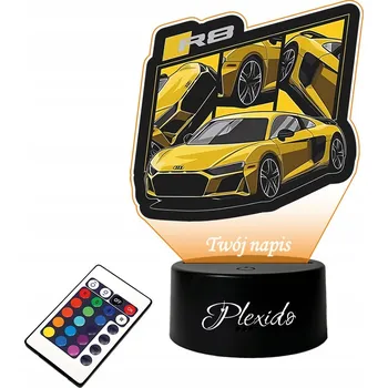 Lampička LAMPičKA na SKLE UV Stolní do Auta Audi R8 LED 3D + DÁLKOVÝ OVLADAČ 16 BAREV