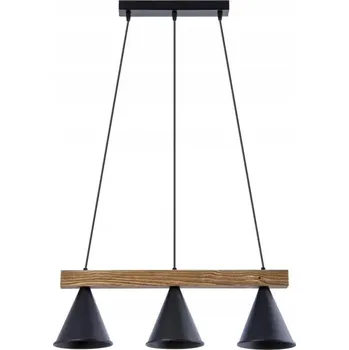 Závěsné stropní svítidlo 3xE27 lustr LOFT VINTAGE DŘEVO KOV GEOMETRICKÉ
