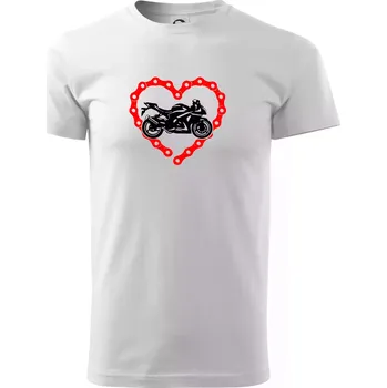 Pánské tričko Moto srdce řetěz - silniční - Triko extra velké (5-8XL) - 5XL ( Bílá )