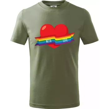 LGBT with love - Tričko dětské bavlněné - 134 cm/8 let ( Khaki )