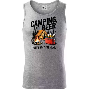 Černý nápis nápis Camping and beer - Tílko pánské Core - XL ( Tmavě šedý melír )
