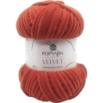 Příze POPYARN - Pletací příze Popyarn Velvet B056 - cihlová červená