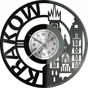 Hodiny Krakov Město Polsko Nástěnné hodiny Vinylová deska Moderní Dekorativní Na