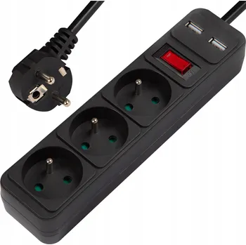 Napájecí kabel Prodlužovací Kabel přívod s lištou Blow 3 m, 3 ks, černý