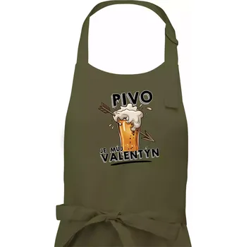 Kuchyňská zástěra Pivo je můj valentýn - Dámská zástěra na vaření - Univerzální velikost ( Khaki )
