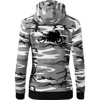 Dámská mikina Moto love - Dámská mikina trendy zipper s kapucí - M ( Šedý maskáč )