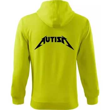 Pánská mikina Autism rock nápis - Mikina s kapucí na zip trendy zipper - 2XL ( Limetková )