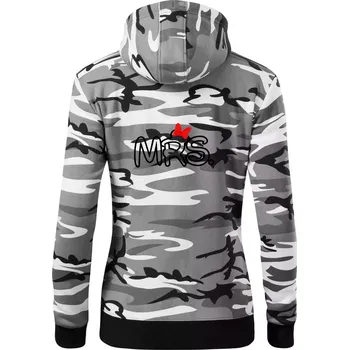 Dámská mikina Mr, Mrs a Jr rodinná trička - Dámská mikina trendy zipper s kapucí - XS ( Šedý maskáč )