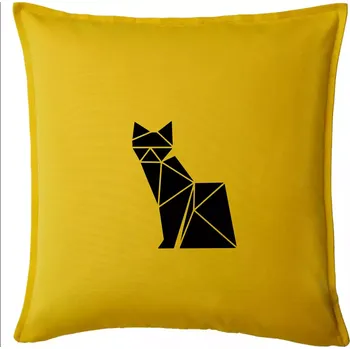Polštář Origami kočka z boku - Polštář 50x50 - 50x50 - Pouze potah ( Žlutá )