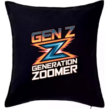Polštář Generace Z - Gen Z barevný nápis - Polštář 50x50 - 50x50 - Pouze potah ( Černá )