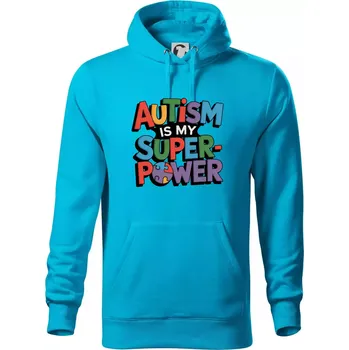 Pánská mikina Autism is my superpower barevný - Mikina pánská Cape s kapucí - 5XL ( Světlý tyrkys )
