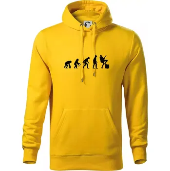 Pánská mikina Evoluce kytarista - noha na kombu - Mikina pánská Cape s kapucí - 4XL ( Žlutá )