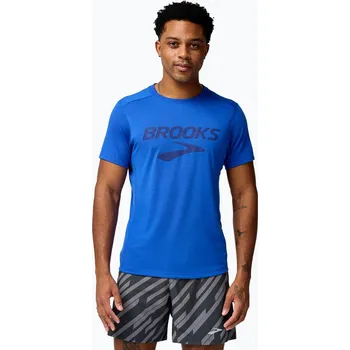 Pánská běžecká obuv Pánské běžecké tričko Brooks Distance 3.0 neo blue/brooks logo