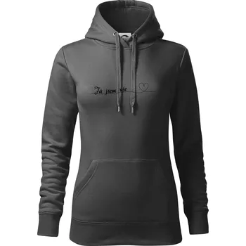 Dámská mikina Srdce Já jsem vše - Mikina dámská Cape s kapucí - S ( Tmavá břidlice (šedá se zeleným nádechem) )