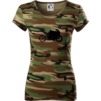 Dámské tričko Moto love - Dámské maskáčové triko - M ( Hnědý maskáč )