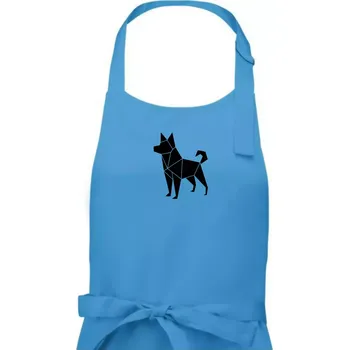 Kuchyňská zástěra Origami pes z boku - Pánská zástěra na vaření - Univerzální velikost ( Světlý tyrkys )