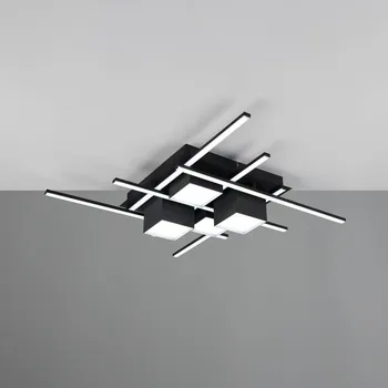 Trio Lighting LED stropní svítidlo Roger, černá matná, kov, CCT, dálkové ovládání. LED 35 W celkem - Doprava zdarma