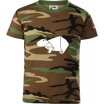 Chlapecké oblečení Origami kapybara - Dětské maskáčové triko - 146 cm/10 let ( Hnědý maskáč )