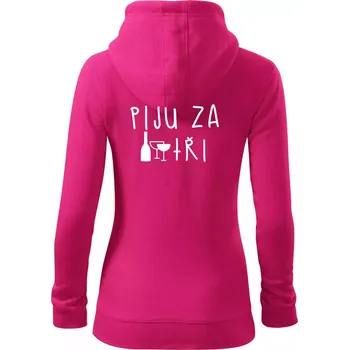Dámská mikina Jím za dva / Piju za tři - Dámská mikina trendy zipper s kapucí - XL ( Purpurová )