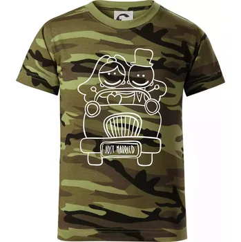 Chlapecké oblečení Svatební auto - Dětské maskáčové triko - 104-110cm / 3-4 roky ( Zelený maskáč )