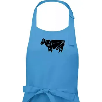 Kuchyňská zástěra Origami kráva z boku - Dámská zástěra na vaření - Univerzální velikost ( Světlý tyrkys )