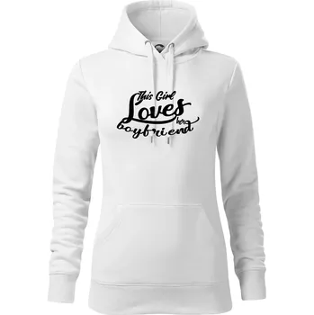 Dámská mikina This Girl Loves her Boyfriend - Mikina dámská Cape s kapucí - M ( Bílá )