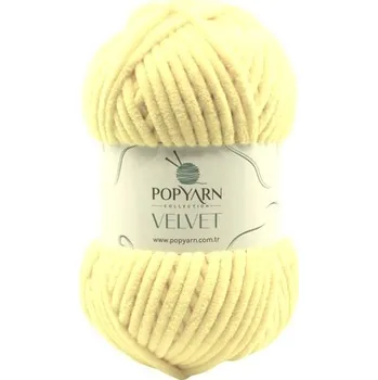 Příze POPYARN Pletací příze Velvet B055 - žlutá nejsvětlejší