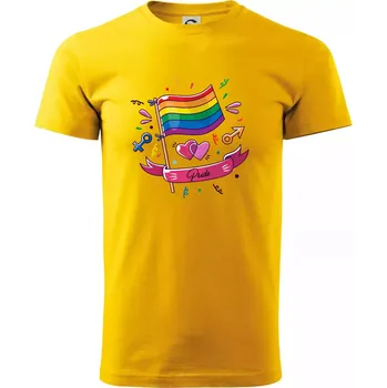 Pride vlajka - Triko extra velké (5-8XL) - 8XL ( Žlutá )