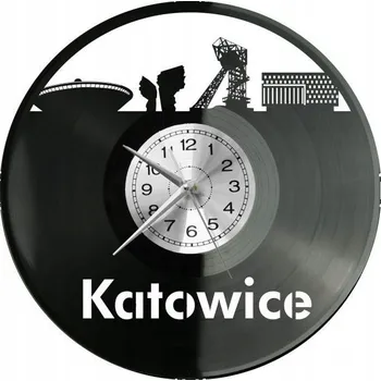 Hodiny Katovice Město Polsko Nástěnné Hodiny Vinylová Deska Moderní Dekorativní
