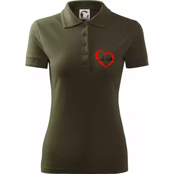 Moje srdce bije pro hudbu - srdce malé - Polokošile dámská Pique Polo - XS ( Military )