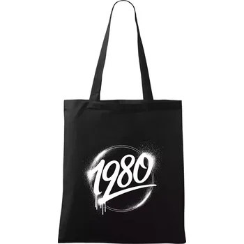 Nákupní taška Narozeninovy ročník graffiti 1980 - Taška bavlněná - 42 x 38 cm ( Černá )
