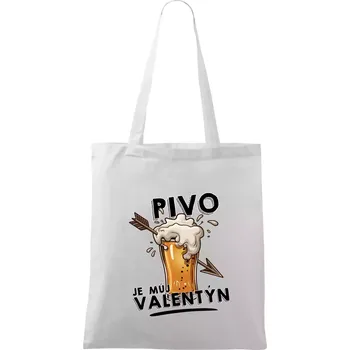 Pivo je můj valentýn - Taška bavlněná - 42 x 38 cm ( Bílá )