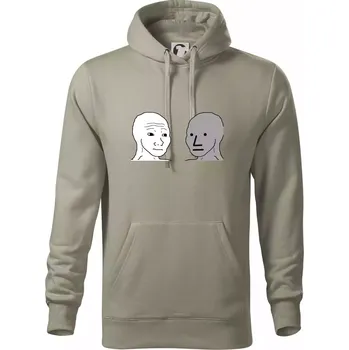 Pánská mikina Wojak (Feels Guy) a NPC - Mikina pánská Cape s kapucí - S ( Light khaki )