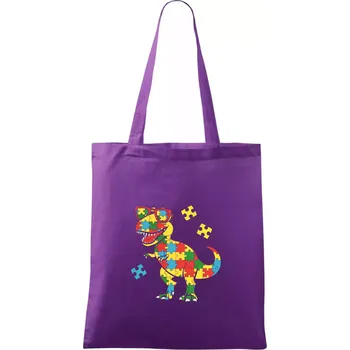 Nákupní taška Autista dinosaurus puzzle - Taška bavlněná - 42 x 38 cm ( Fialová )